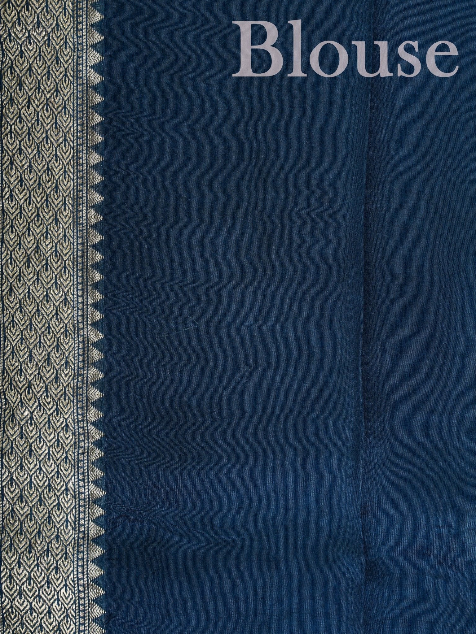 Georgette Peacock Blue Tussar Georgette - Manoranjitham Weaves - Handloom Store