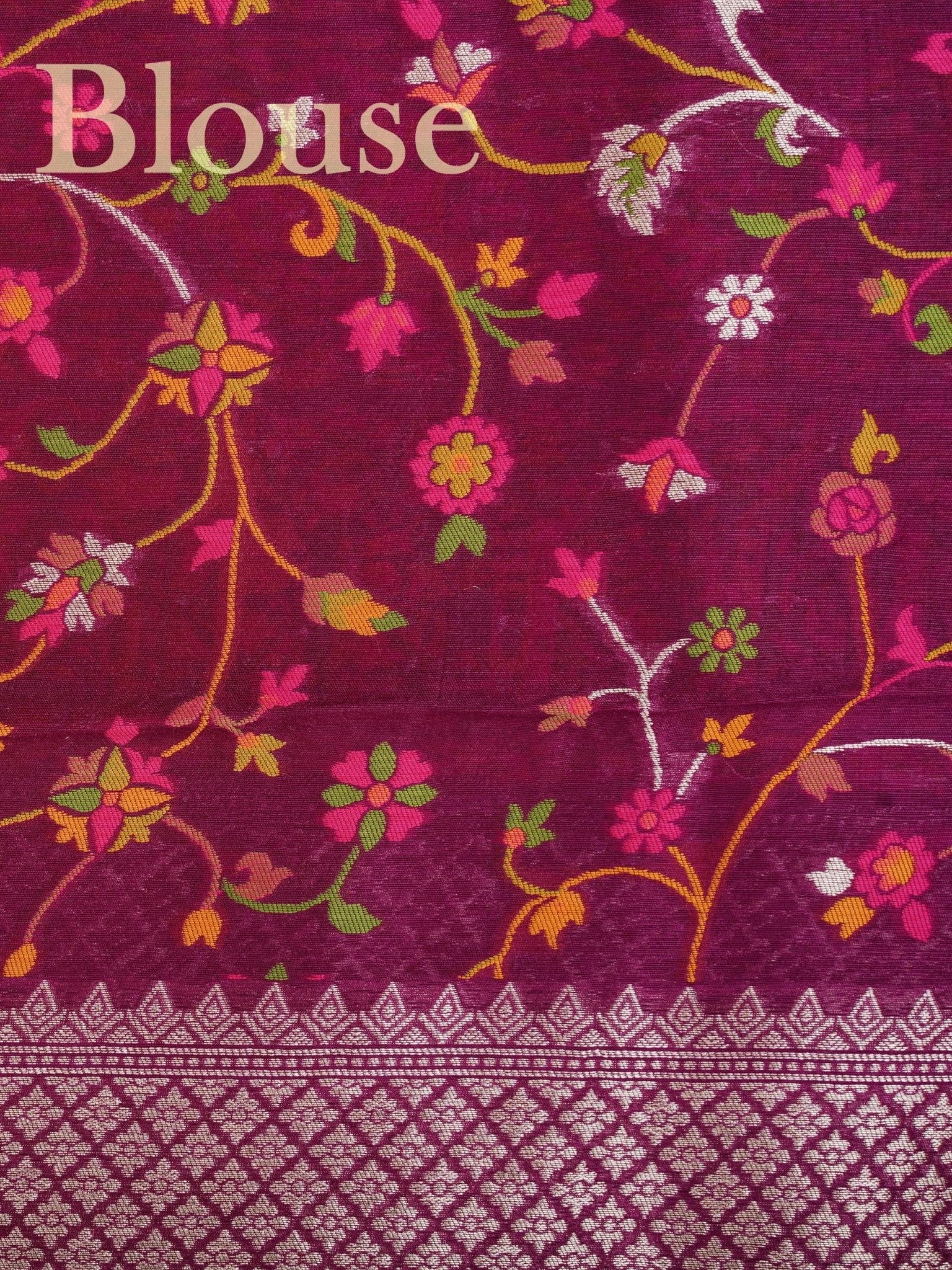 Georgette Magenta Pink Tussar Georgette - Manoranjitham Weaves - Handloom Store