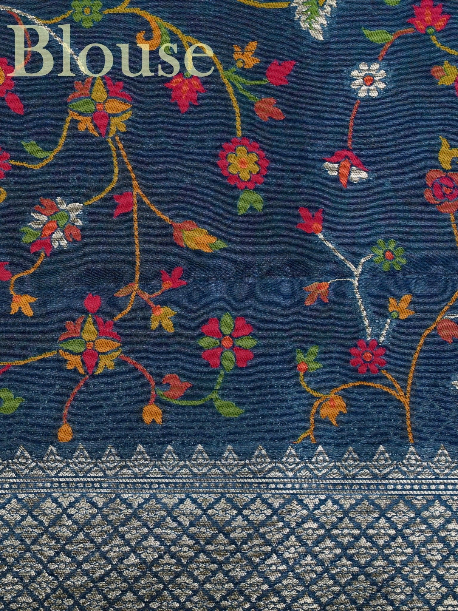 Georgette Blue Tussar Georgette - Manoranjitham Weaves - Handloom Store