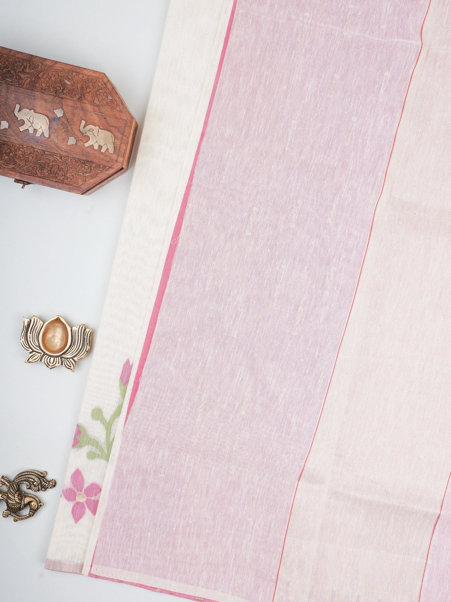 Cottons Cream Kora Cotton - Manoranjitham Weaves - Handloom Store