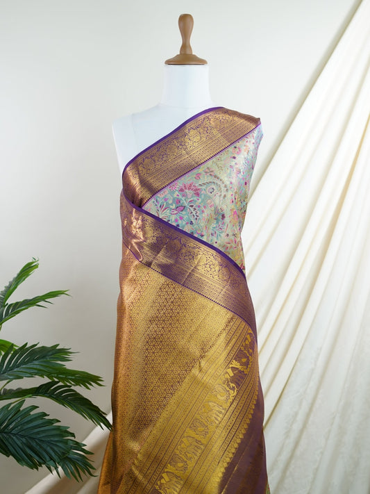 Kanchipuram Silk  100% Pure Silk  - Manoranjitham Weaves - Handloom Store