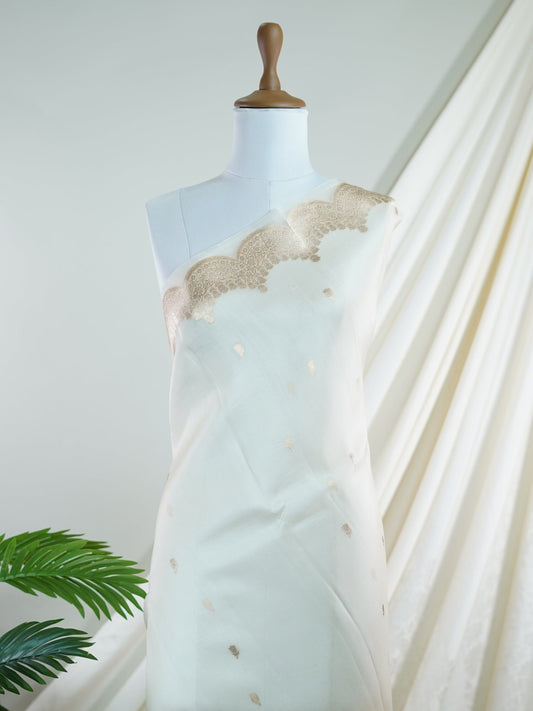 Katan Cream 100% Pure Katan Soft Silk - Manoranjitham Weaves - Handloom Store