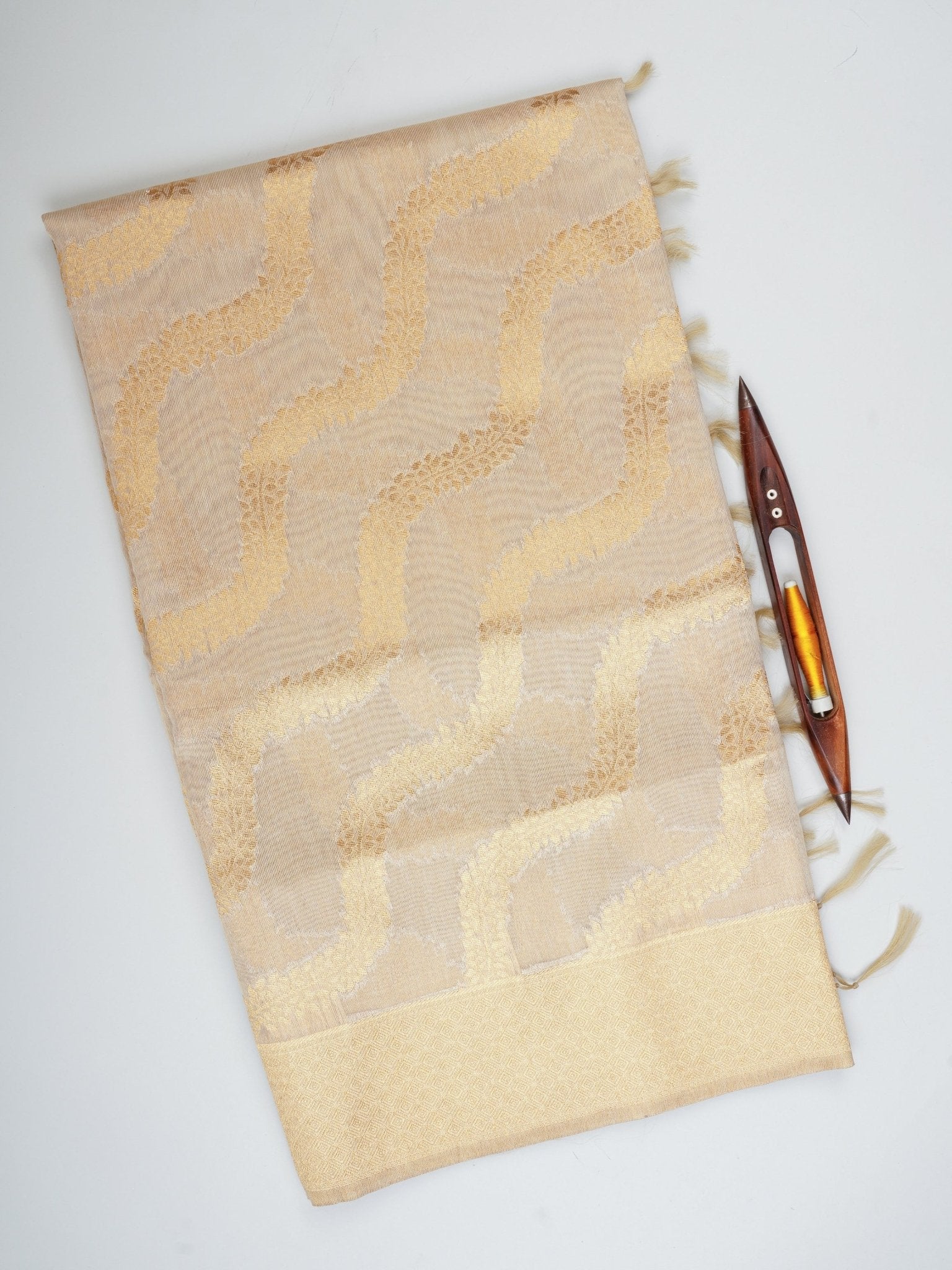 tissue Gold Kora Semi Tissue - Manoranjitham Weaves - Handloom Store