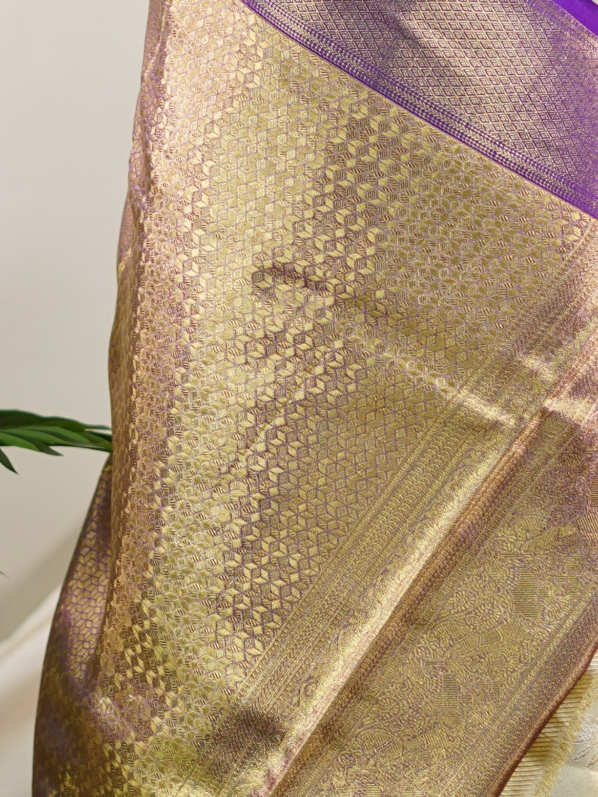 Kanchipuram Silk Cream 100% Pure Silk  - Manoranjitham Weaves - Handloom Store