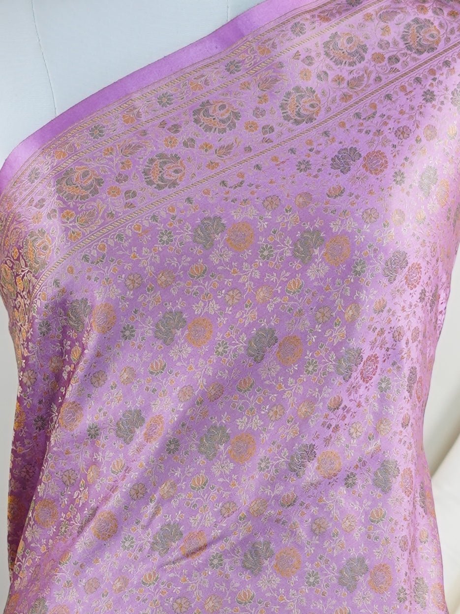 Katan Lavender Semi Mushru - Manoranjitham Weaves - Handloom Store