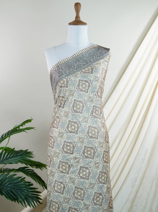 Satin Grey  Semi Mushru - Manoranjitham Weaves - Handloom Store