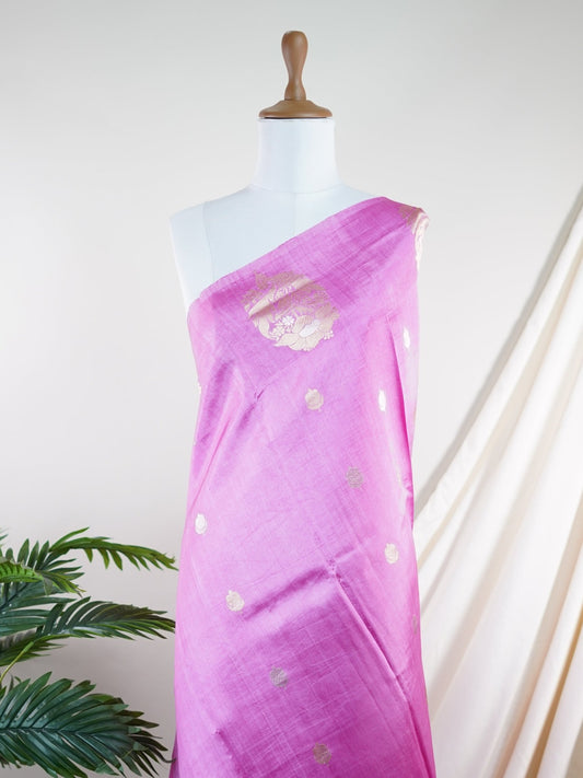 Katan pink 100% Pure Katan Silk - Manoranjitham Weaves - Handloom Store