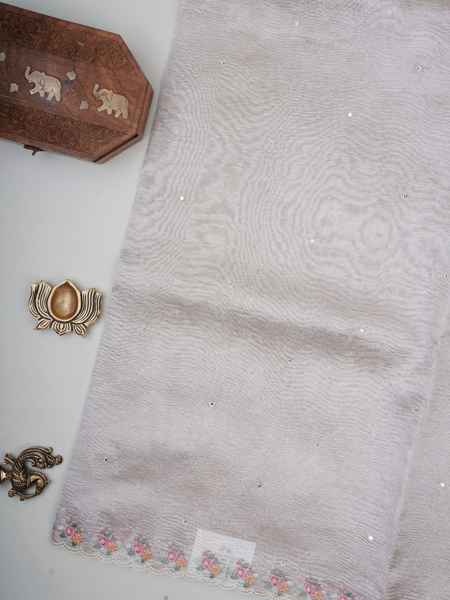 Net Gold Semi Crush Tissue - Manoranjitham Weaves - Handloom Store