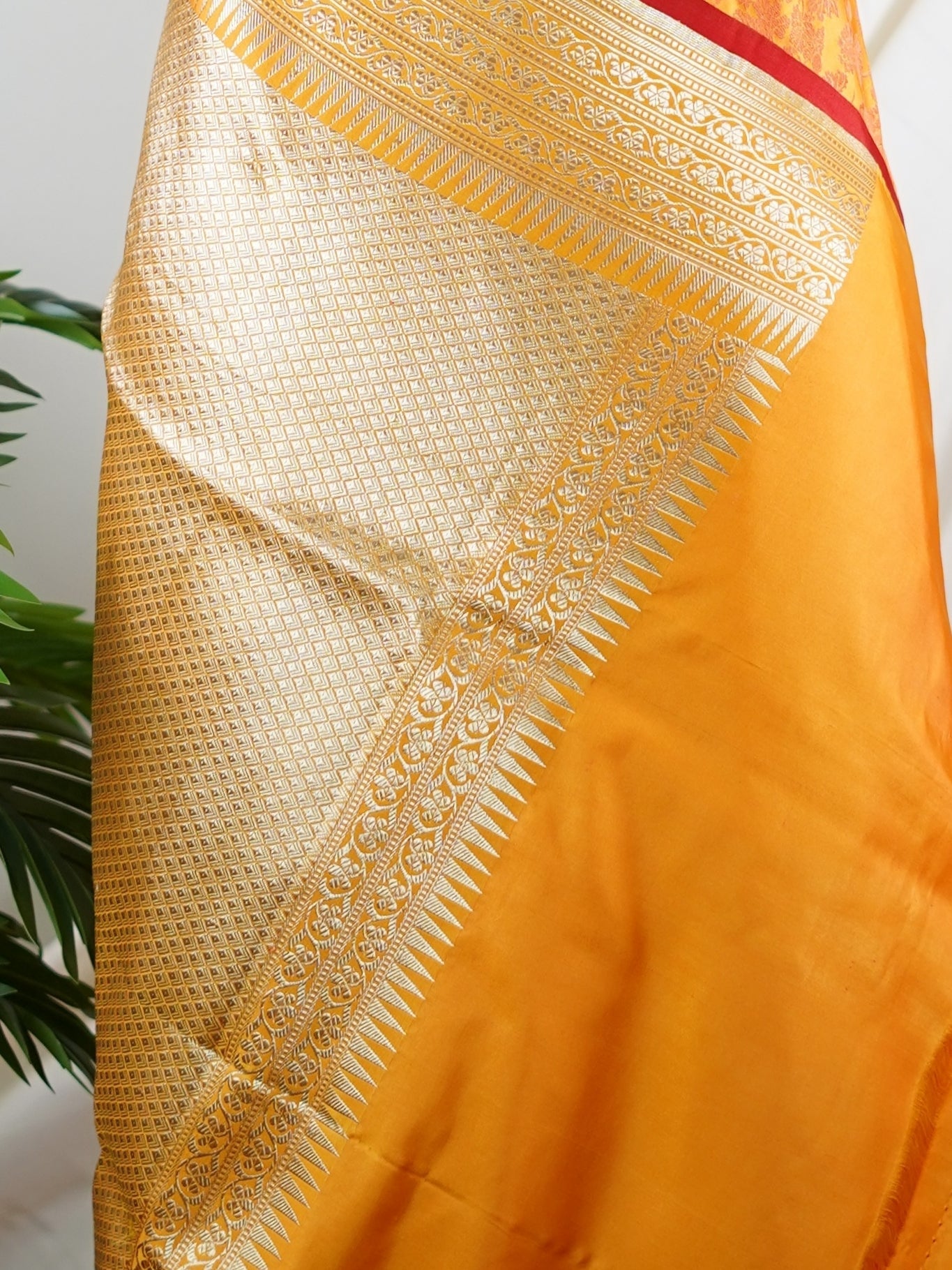 Katan Yellow 100% Pure Katan Silk - Manoranjitham Weaves - Handloom Store