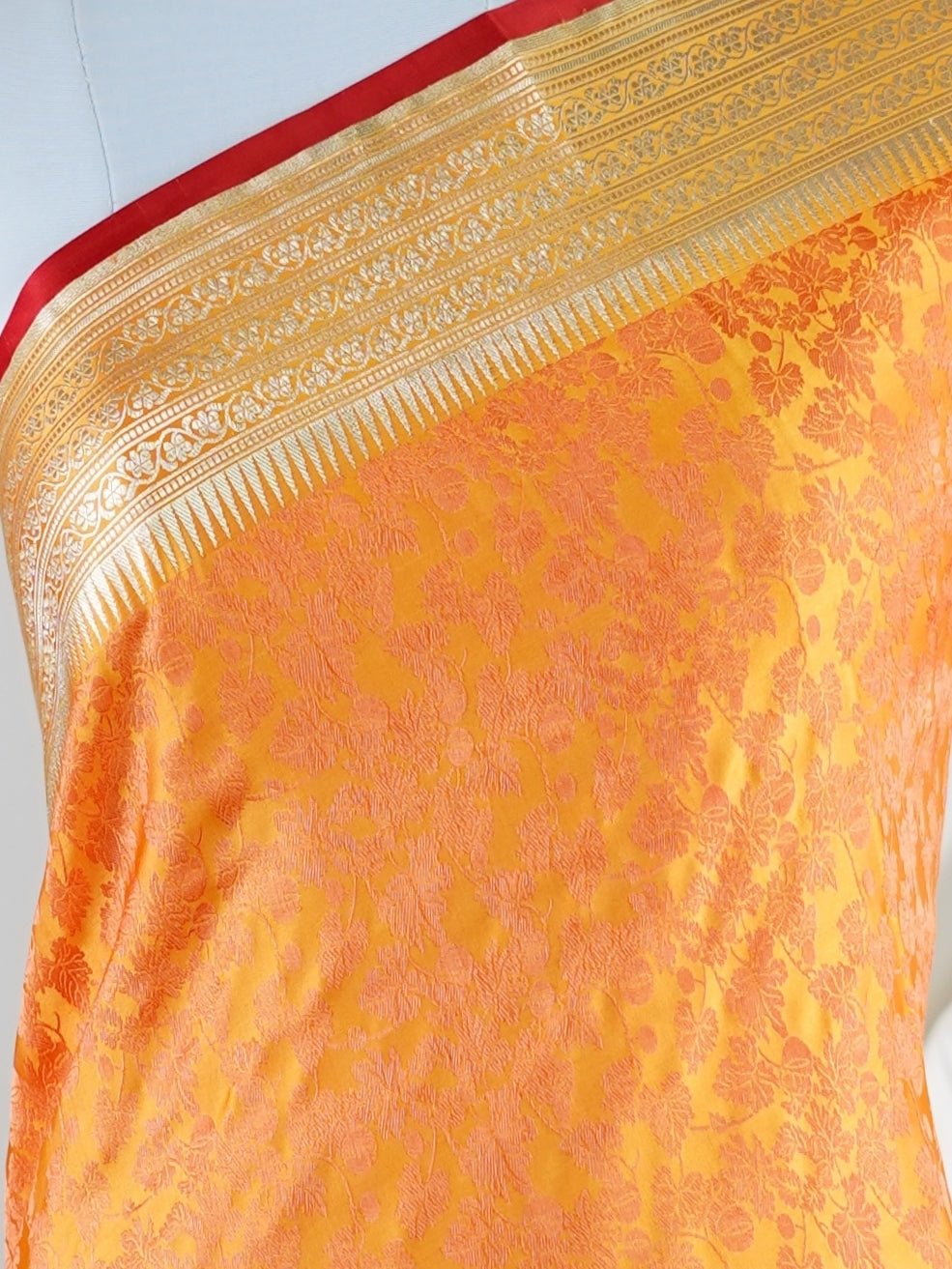 Katan Yellow 100% Pure Katan Silk - Manoranjitham Weaves - Handloom Store