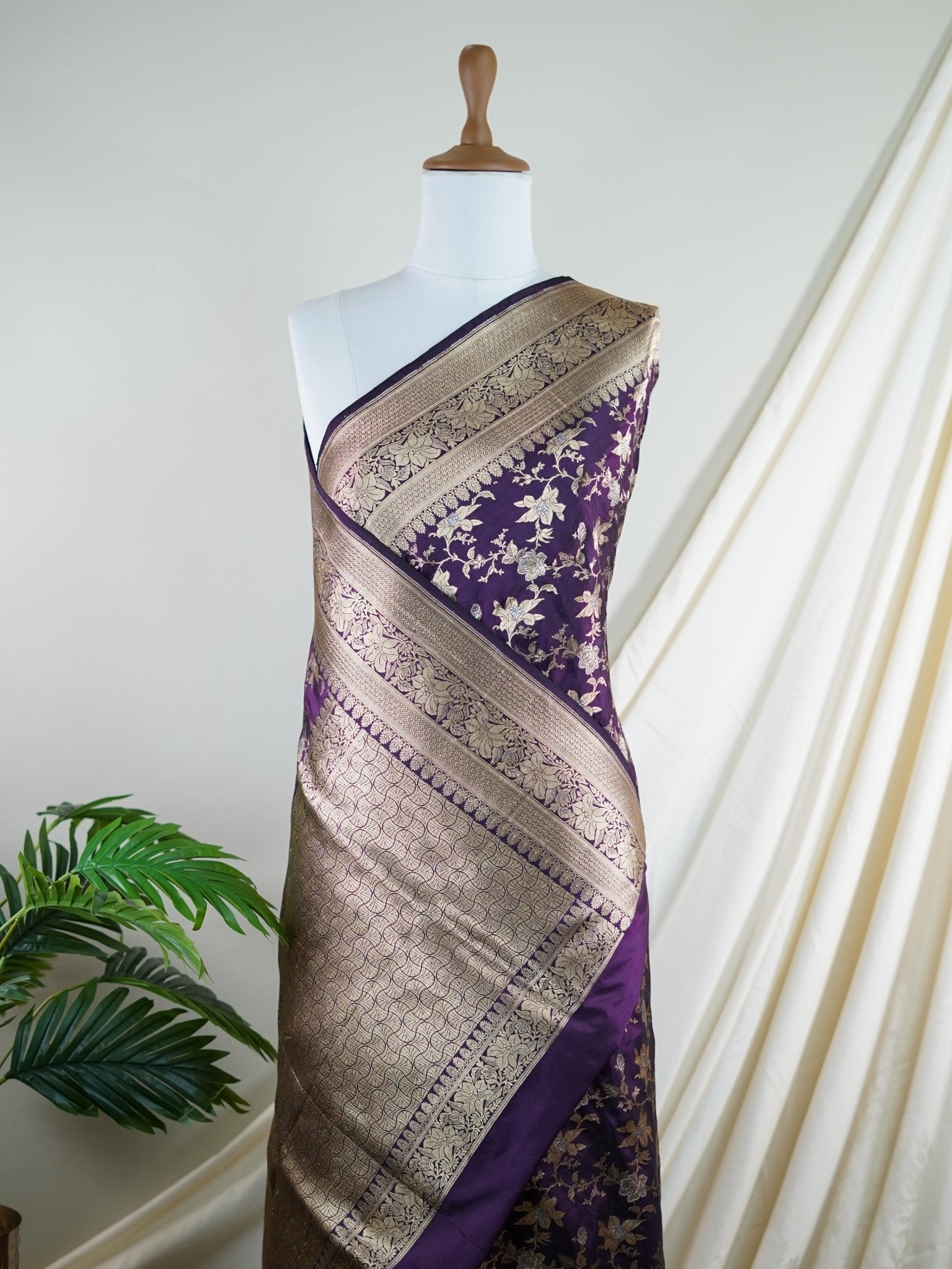 Katan Cream 100% Pure Katan Silk - Manoranjitham Weaves - Handloom Store