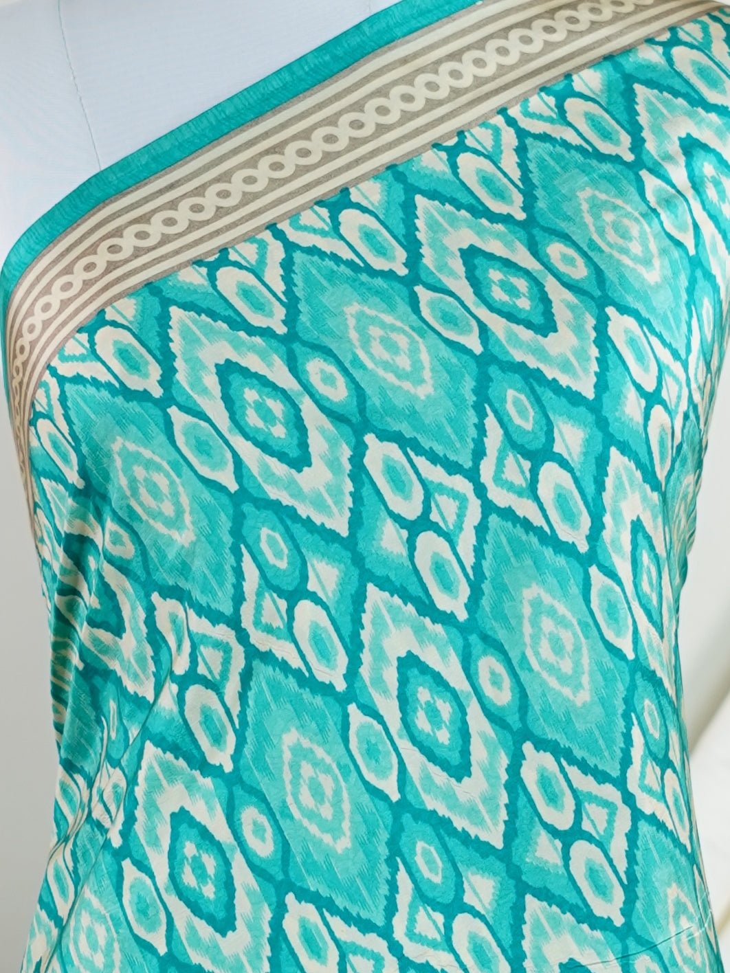 Satin Green Semi Mushru - Manoranjitham Weaves - Handloom Store