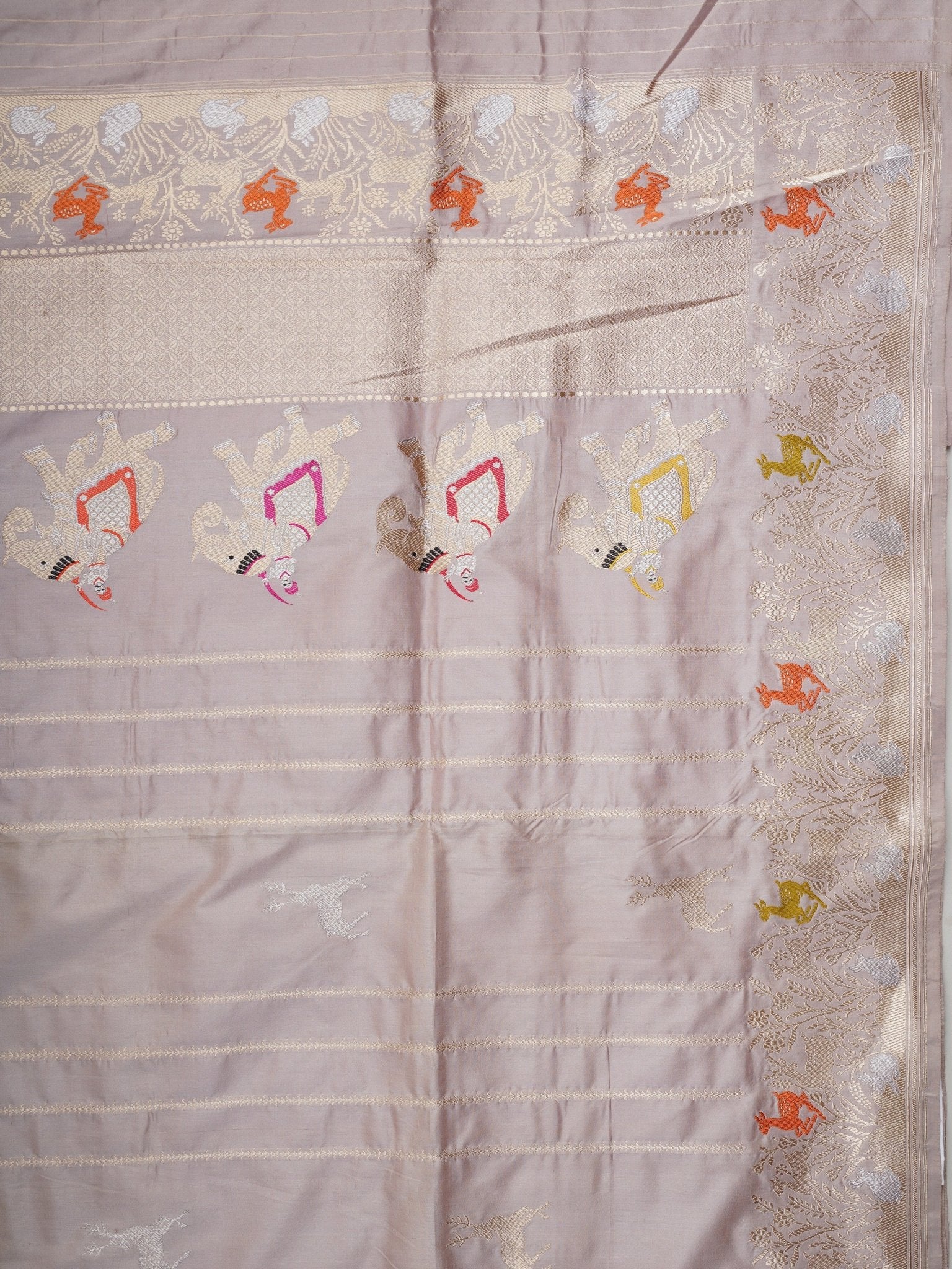 Katan Light Mauve 100% Pure Katan Silk - Manoranjitham Weaves - Handloom Store