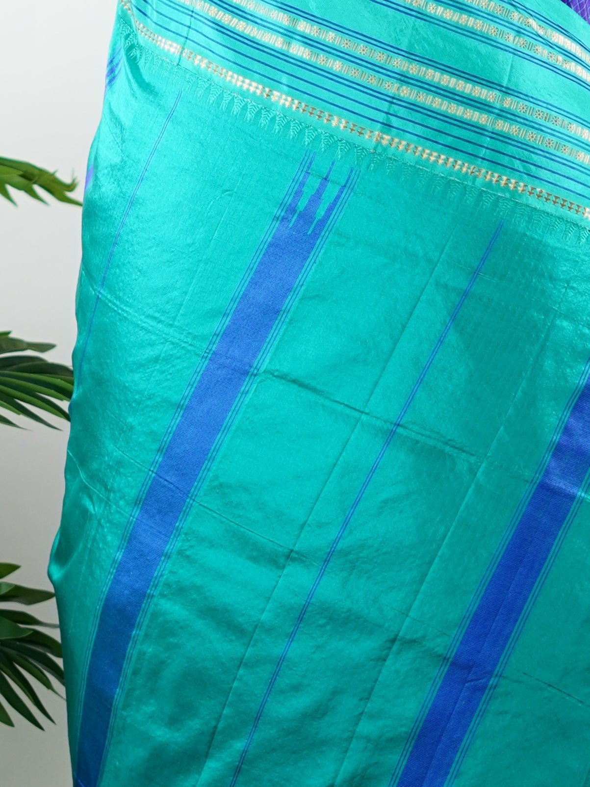 Narayanpet Blue 100% Pure Silk  - Manoranjitham Weaves - Handloom Store