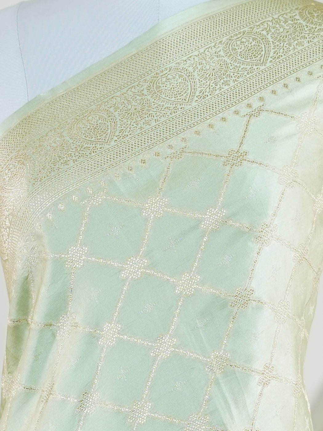 Katan Light Sea Green 100% Pure Katan Silk - Manoranjitham Weaves - Handloom Store