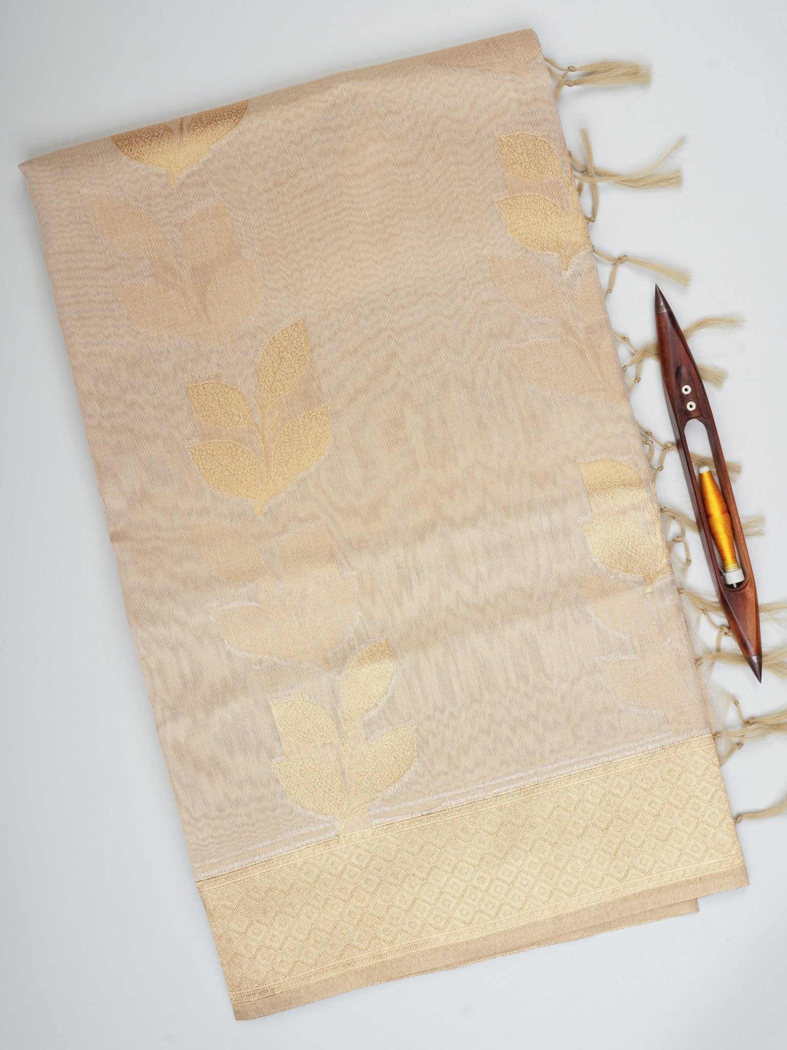 tissue Gold Kora Semi Tissue - Manoranjitham Weaves - Handloom Store